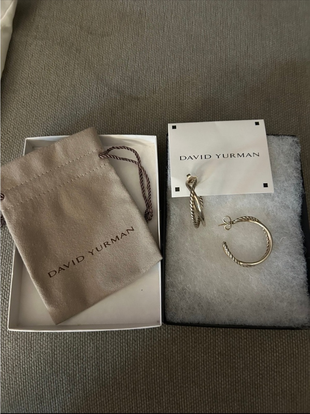 David Yurman Silver Twisted Cable Hoop Earrings